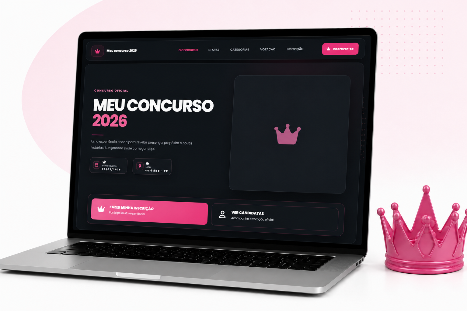 Painel de gestão da Liga Miss em um notebook