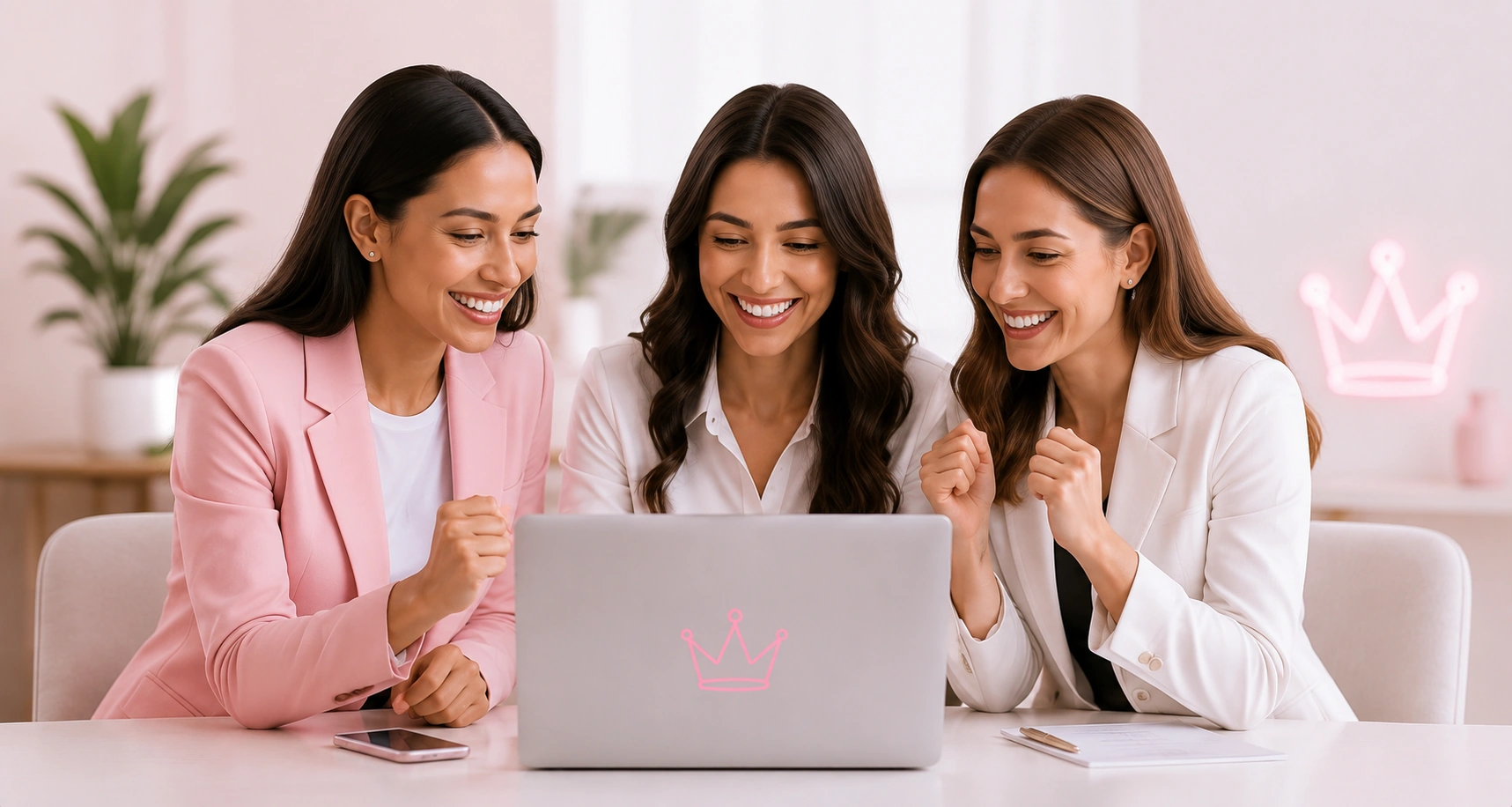 Equipe da Liga Miss celebrando resultados